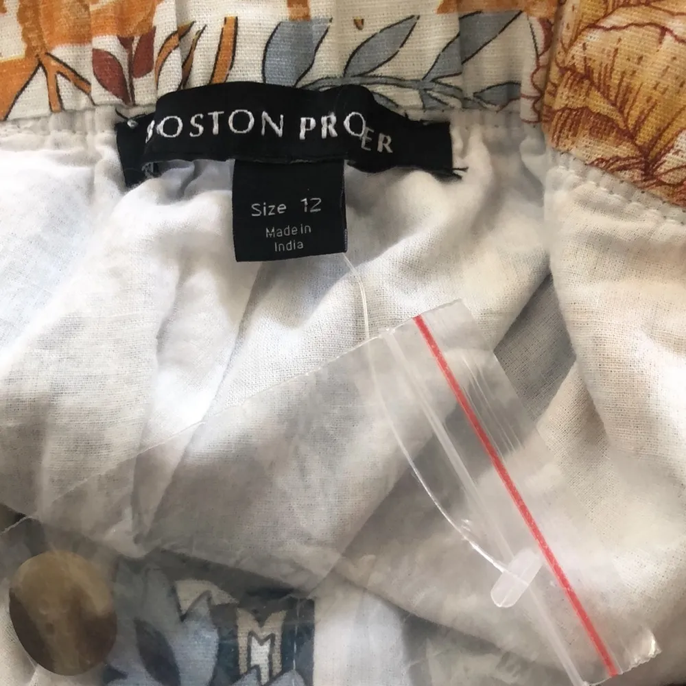 Boston Proper Arizona Patchwork Print Linen Wide Leg Palazzo Pant 12 Resort Wear - Image 10