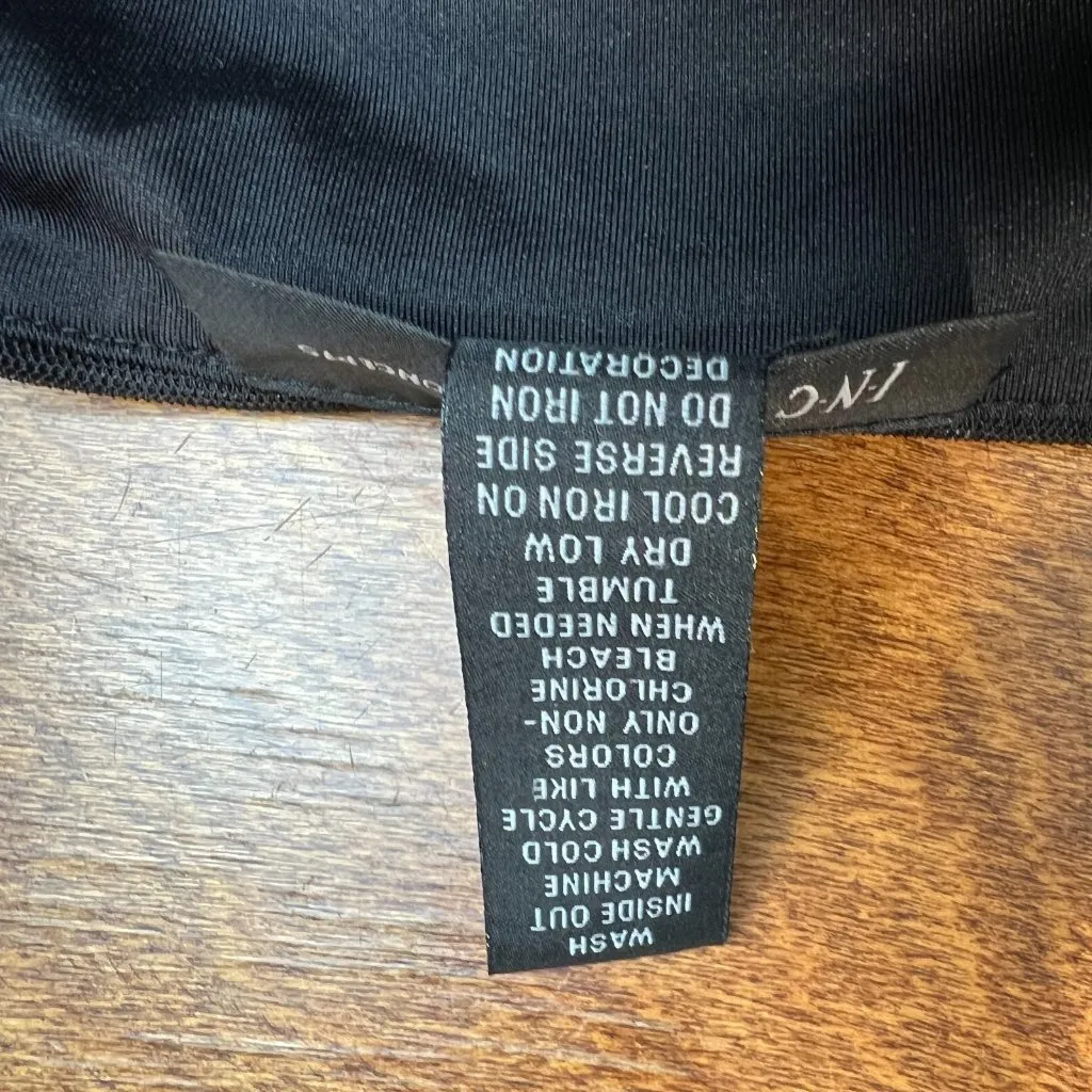 Inc International Concepts Dress L Black Mesh Embroidered V - Image 11