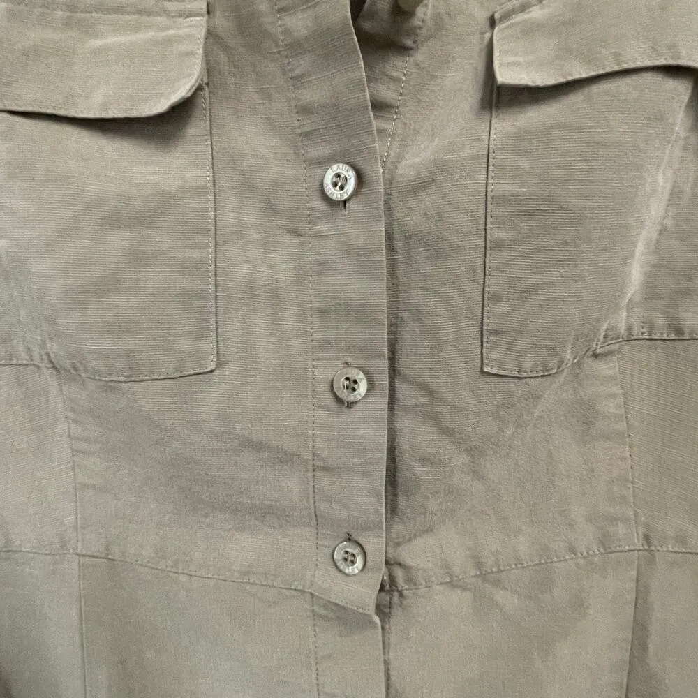 Vintage Laura Ashley Linen Blend Size 8 Long Dress Lagenlook Minimalist Midi - Image 2