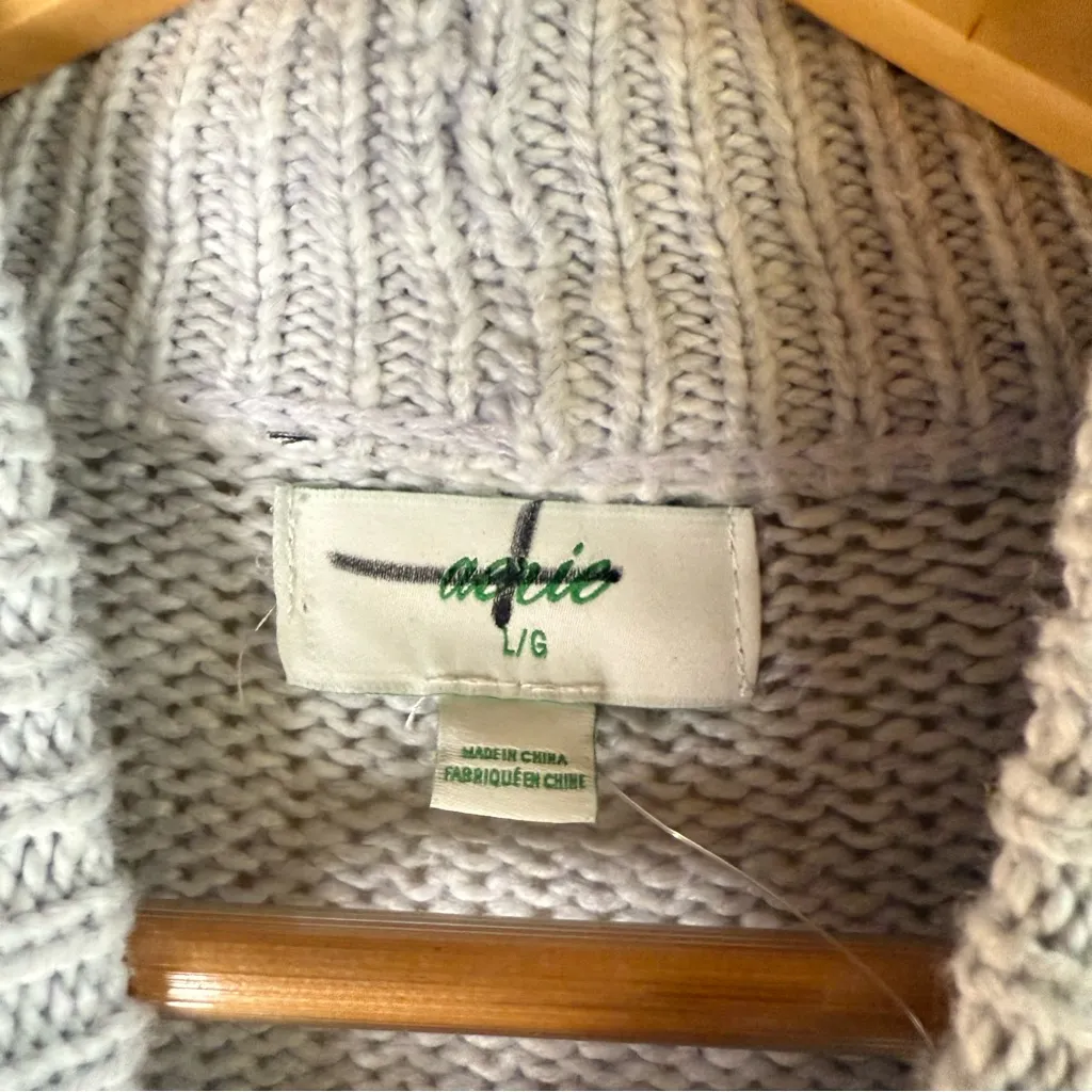 Aerie Oh So Soft Mock Neck Yellow Stripe Chunky Sweater Size Large - Image 5