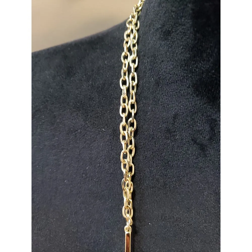 Gold Tone Geometric Long Chain Necklace Modern Minimalist Statement Jewelry - Image 6