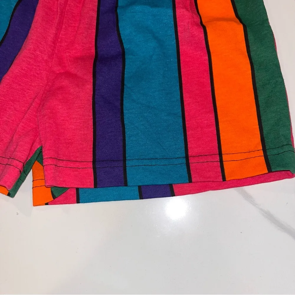 Live Wire 80s Era Rainbow Shorts NWT Rare Deadstock Item! S Rainbow Stripe Red - Image 2