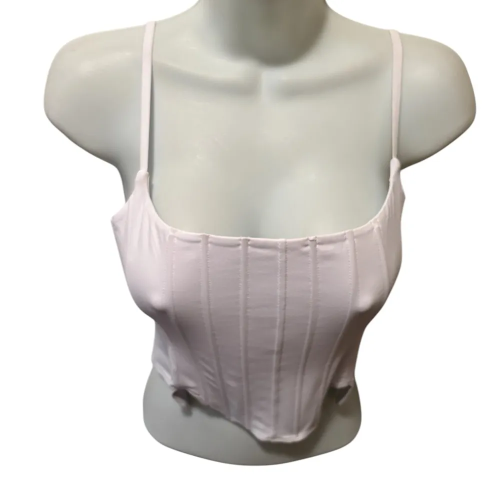 ReoRia Sexy Square Neck Trendy White Spaghetti Strap Corset Crop Top Sz L Size L - Image 7
