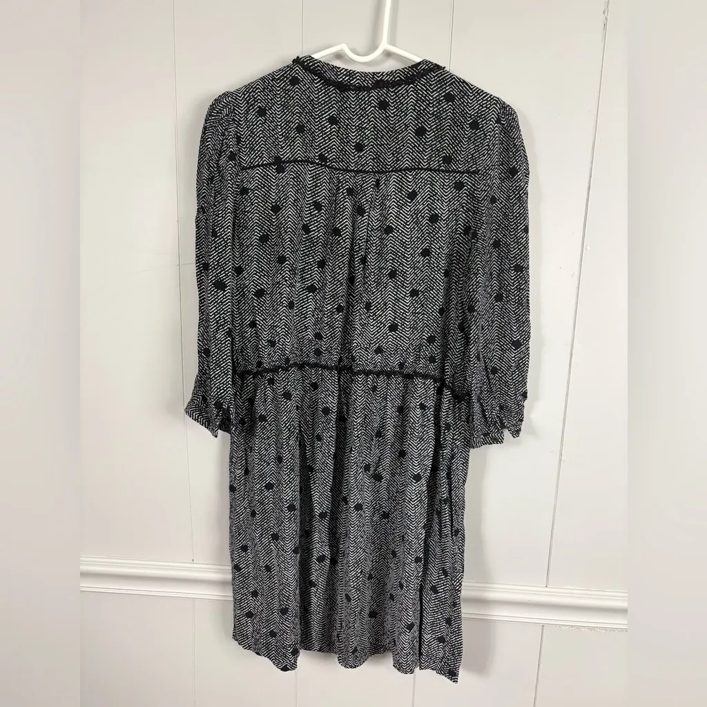 Maeve by Anthropologie Dress Galen Black White Print Pockets 3/4 Sleeves Medium - Image 5