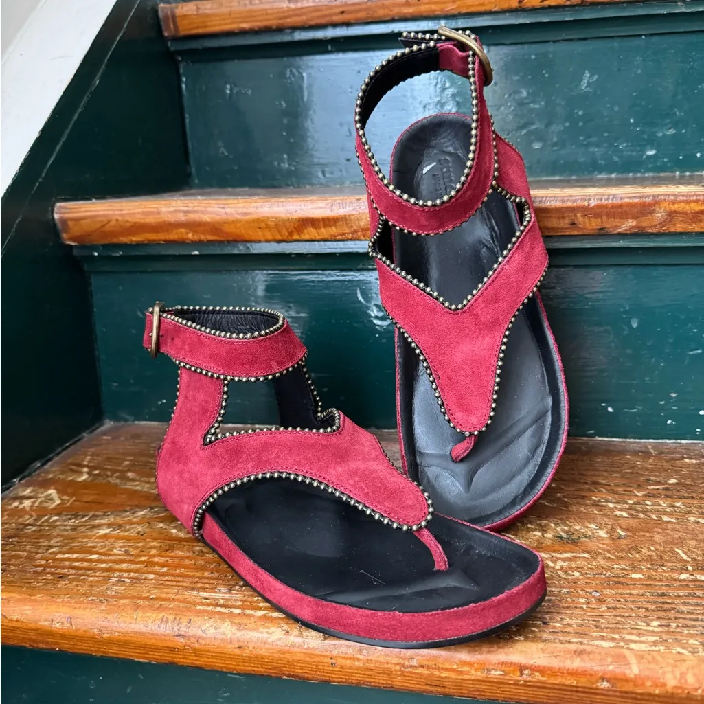 SUNDANCE Reynah Sandals Beaded Burgundy EU 39, US 8.5/9 NWOT Red - Image 2