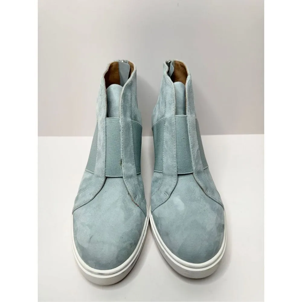 Linea Paolo Sneakers Womens Blue Felicia Wedge Heel Leather Suede Shoes - Image 3