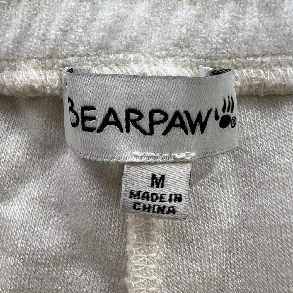 BEARPAW Womens Micro Fleece Lounge Drawstring Joggers Pants Medium Beige Pockets - Image 3