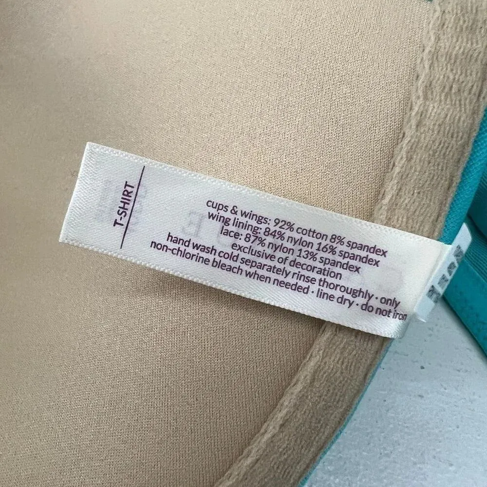 Cacique Lane Bryant T Shirt Shaping Solution Teal Green Lace Bra Lace Back 40DD - Image 6