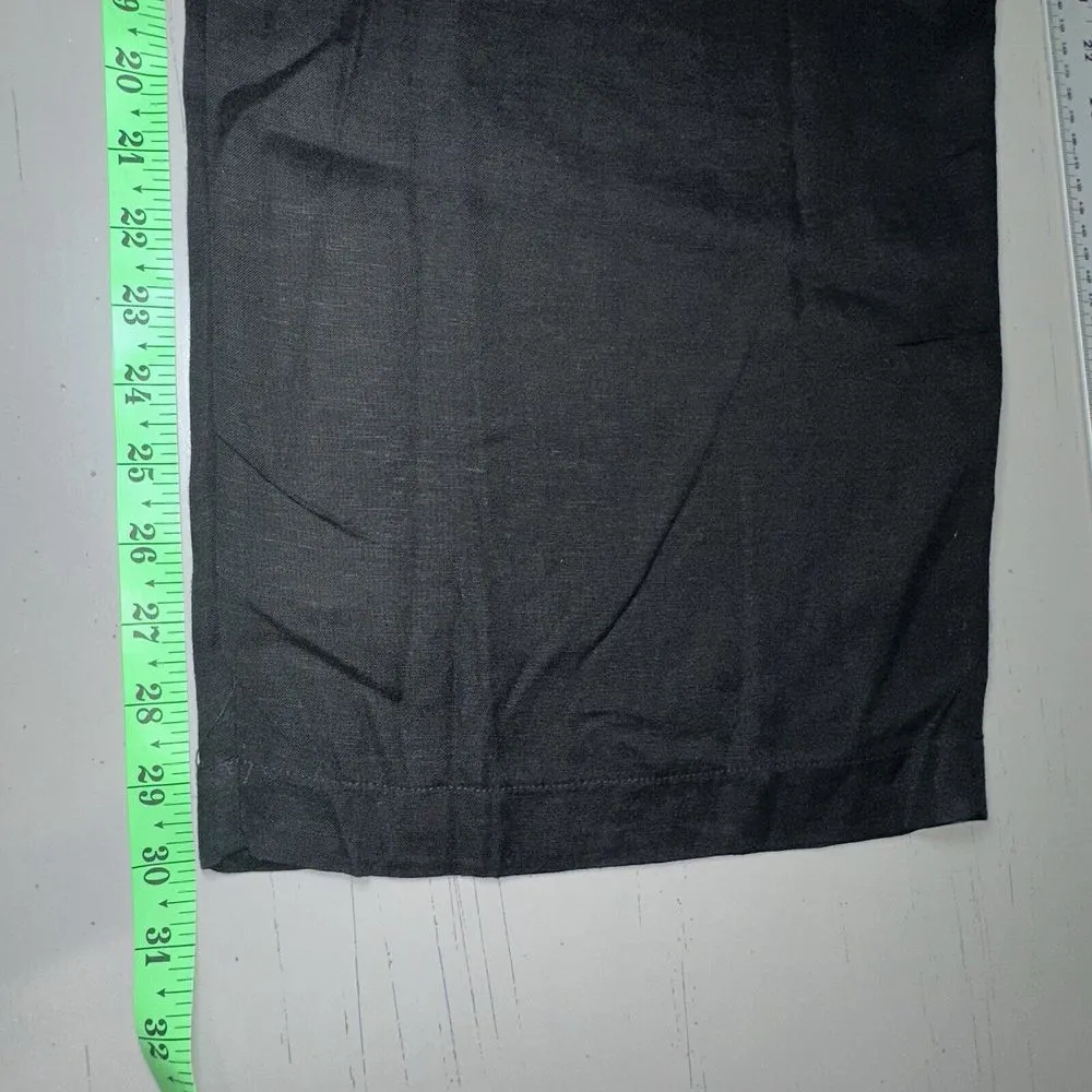 NWOT Jason Wu Black Pleated High‎ Rise Wide Leg Linen Blend Pants Size 4 - Image 6