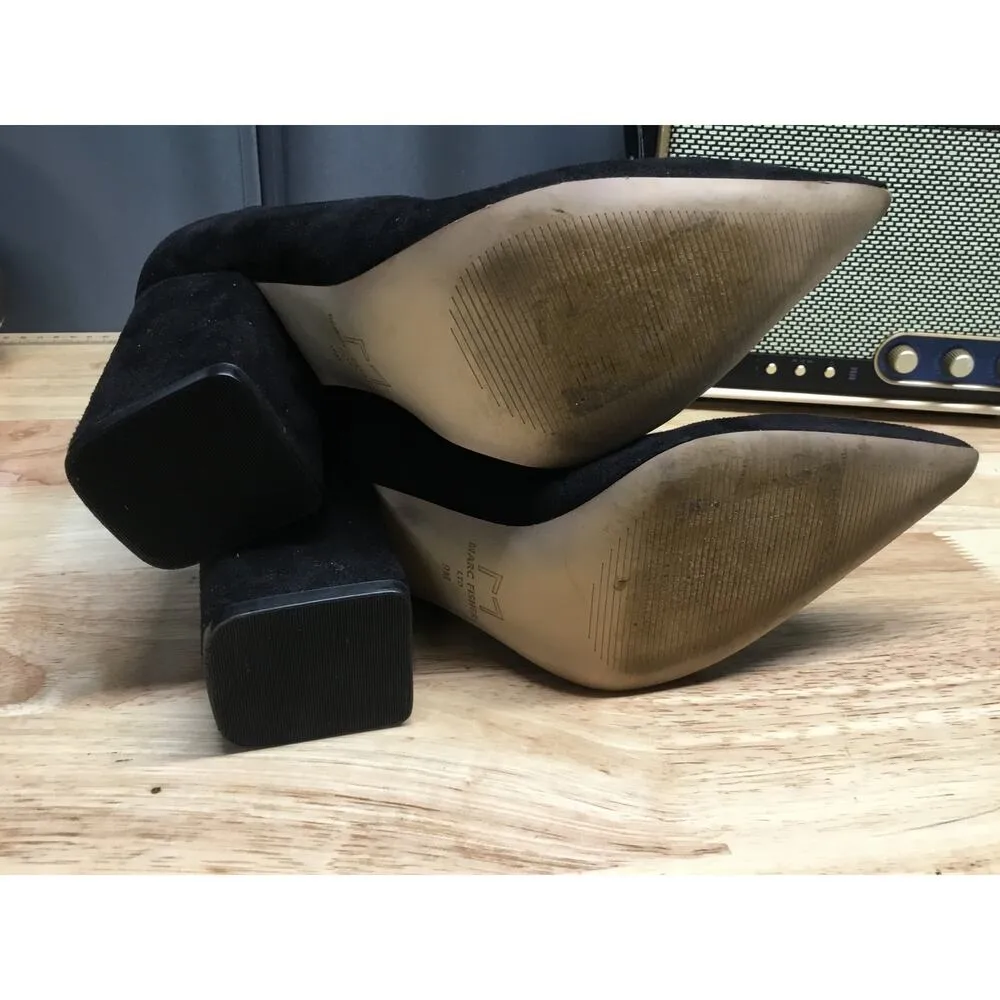 Marc Fisher Ankle Boots Women's 9M Black Suede Side Zip Pointed Toe Block Heel - Image 5