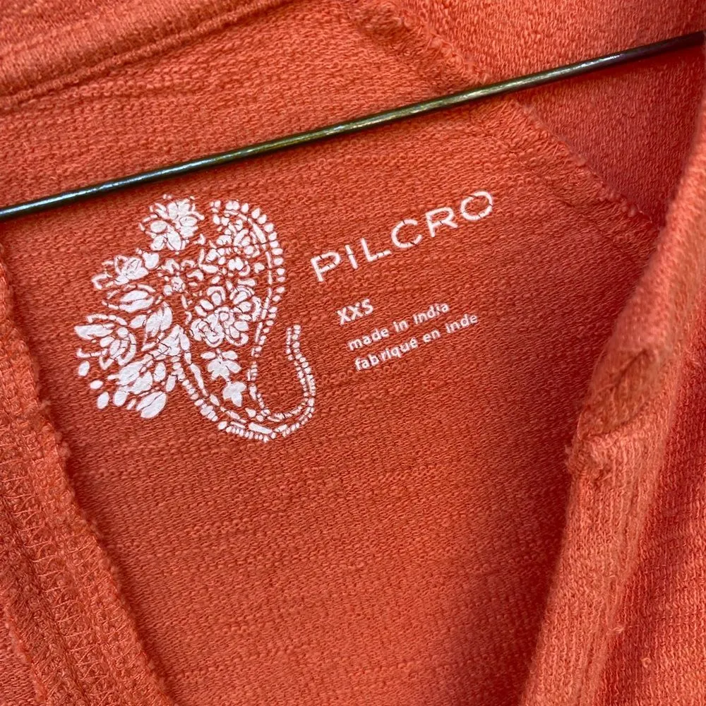 Pilcro by Anthropologie Size XXS Terrycloth orange boho long sleeve top cotton - Image 4