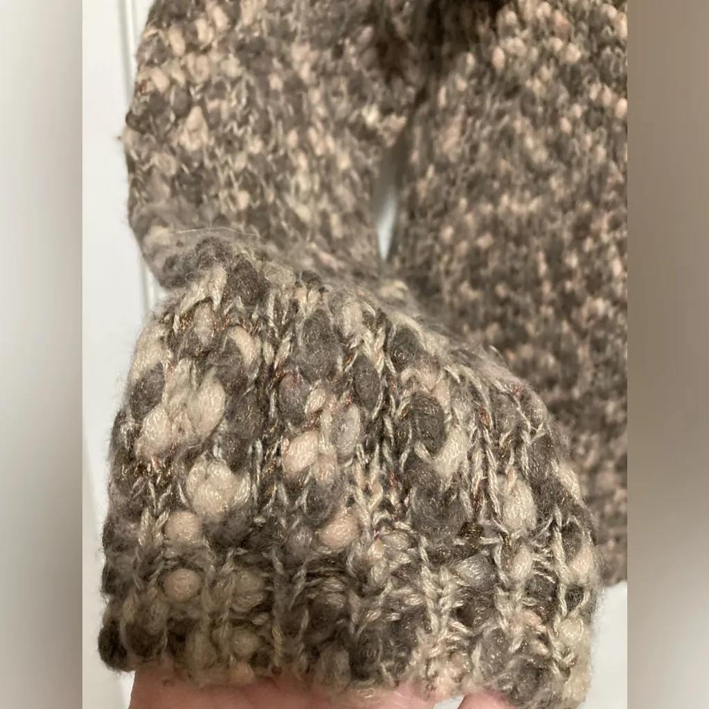 J. Jill Brown Multicolor Popcorn Knit Wool Blend Long Sleeve Sweater - Image 5