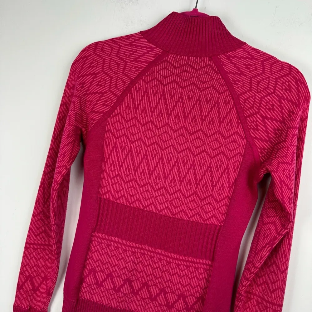 Athletic Knit Abstract Zip Sweater Jacket Sz XS Abstract Geometric Pink Ski - Image 13