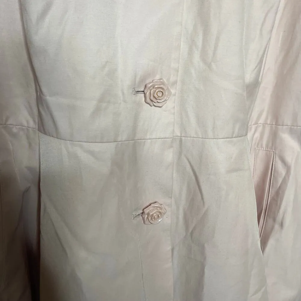Betsy Johnson blush pink rose button trench coat sz 3X - Image 6