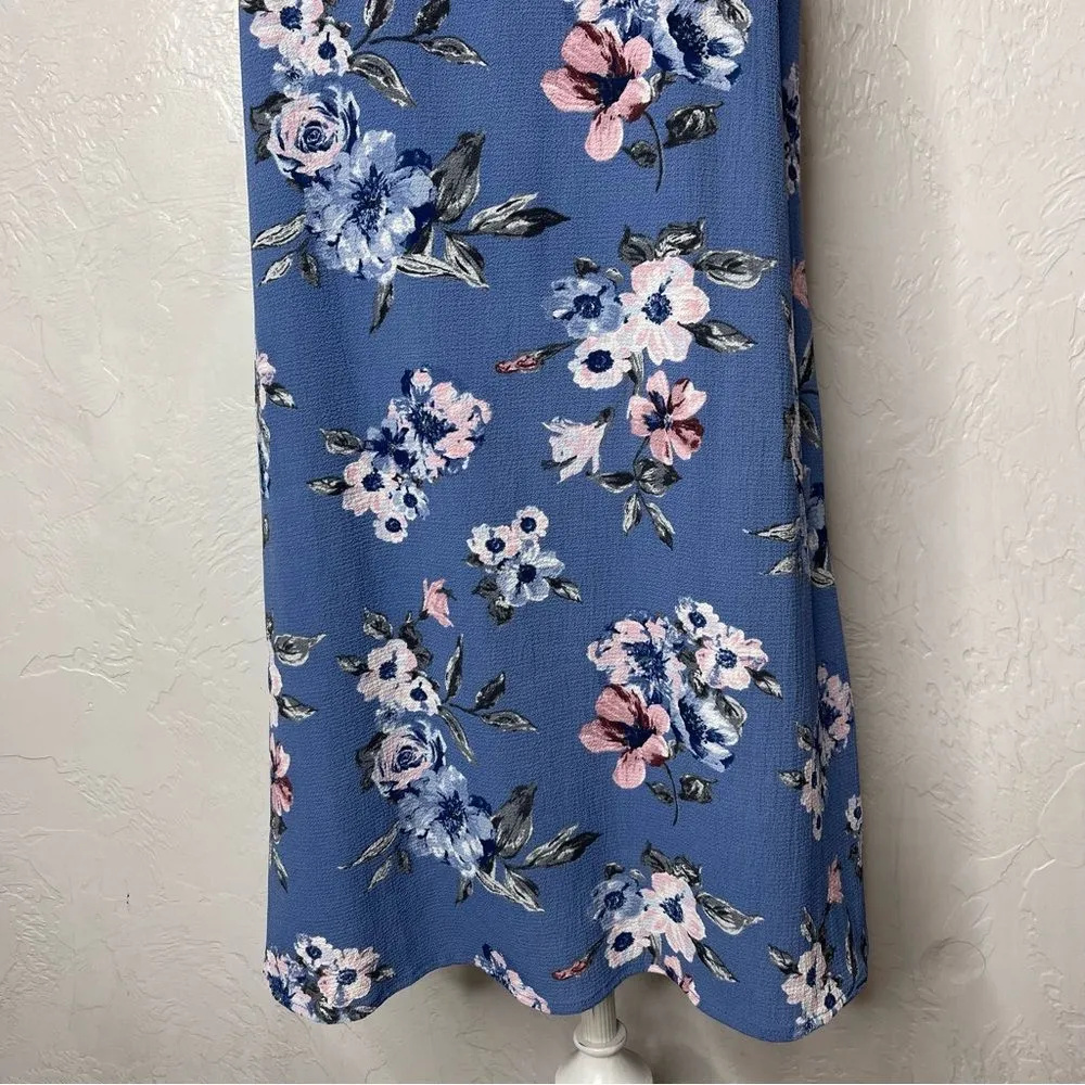 Sadie & Sage Blue Floral Mini Sun V Back Dress Size Small - Image 9