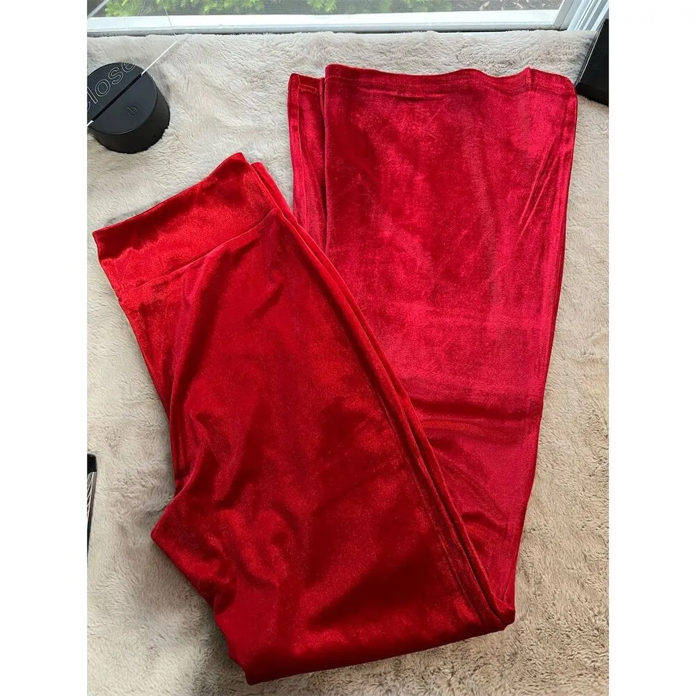 ModCloth Women's Standard L Red Velvet Flare Leg Pull-On Pants  70s, Bohemian - Image 11