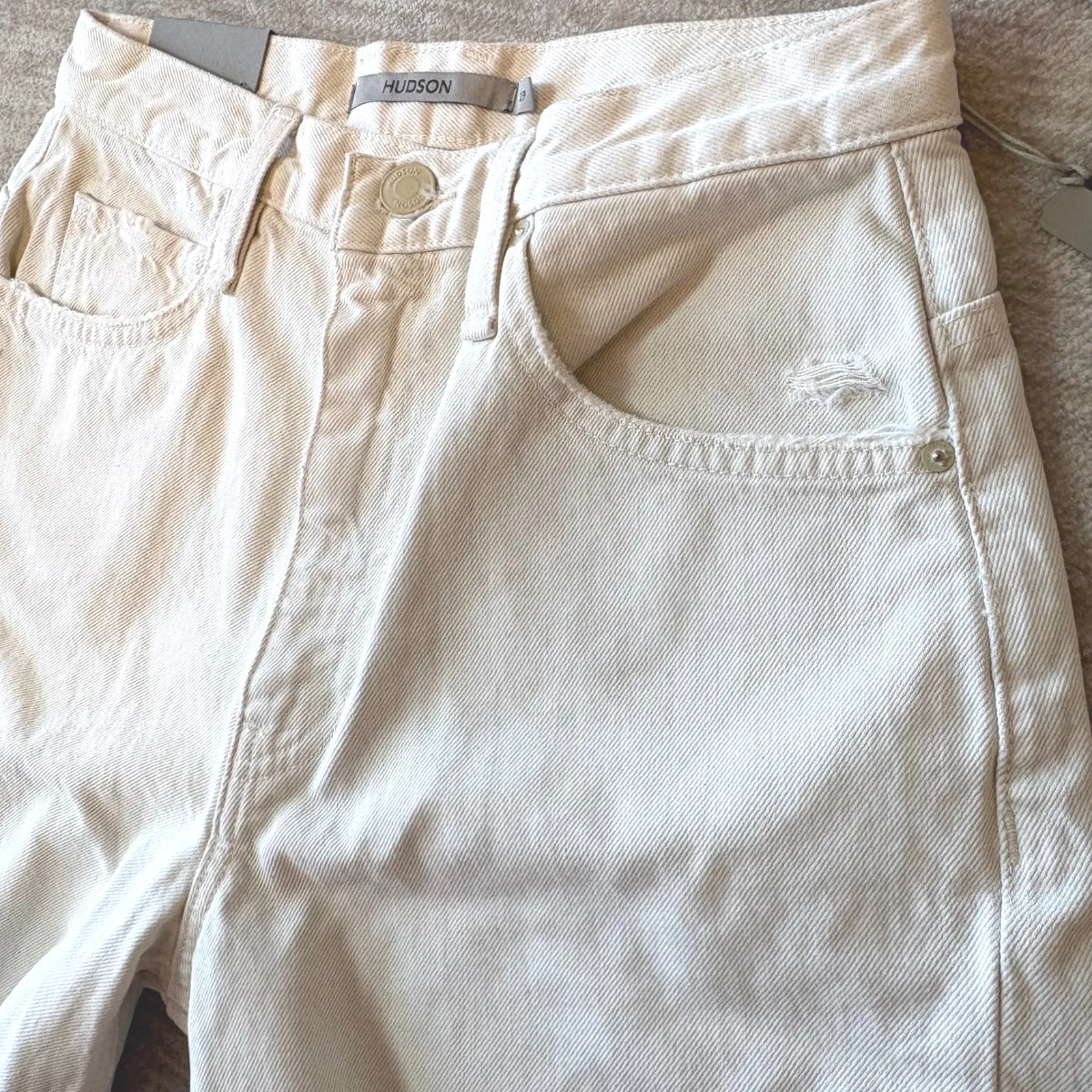 NWT HUDSON James High Rise Wide Leg Forward‎ Seam Ecru Jeans Womens 27 Ret $265 - Image 3