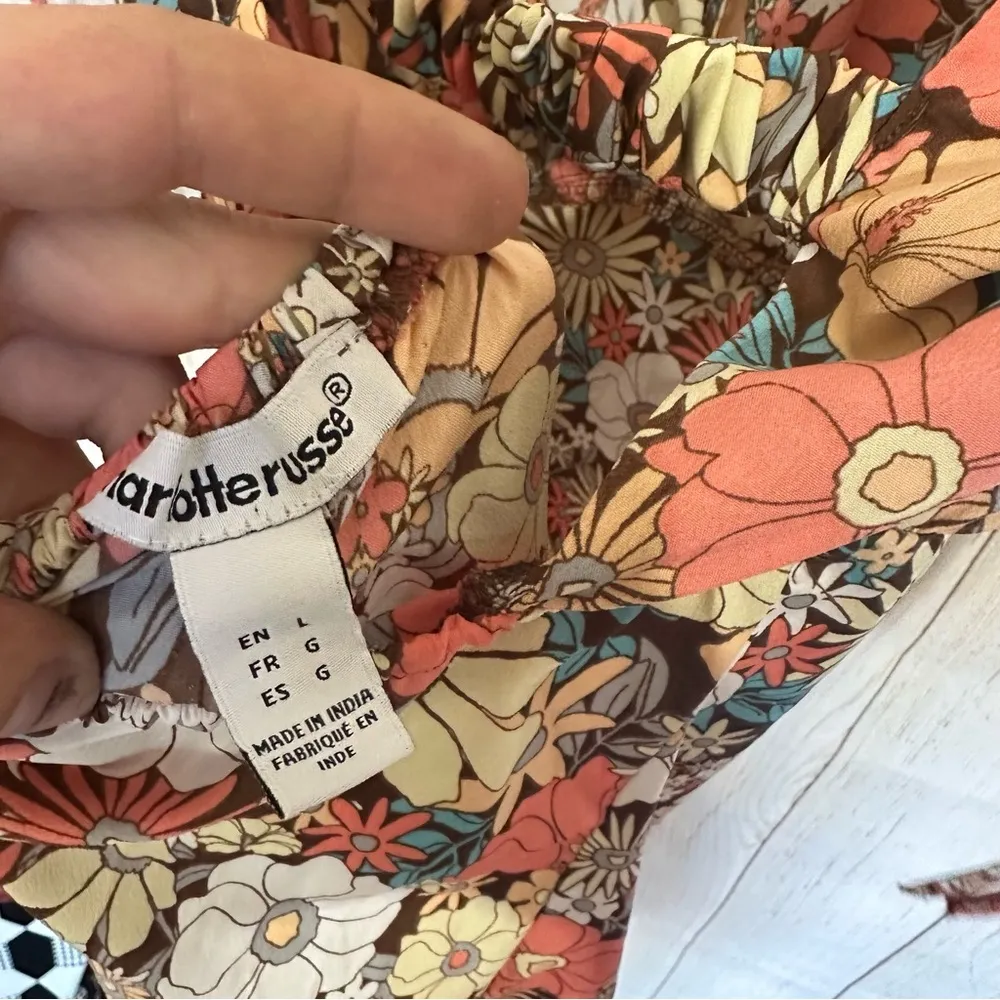 NWOT Charlotte Russe Large 70’s Floral Print Midi Dress - Image 4