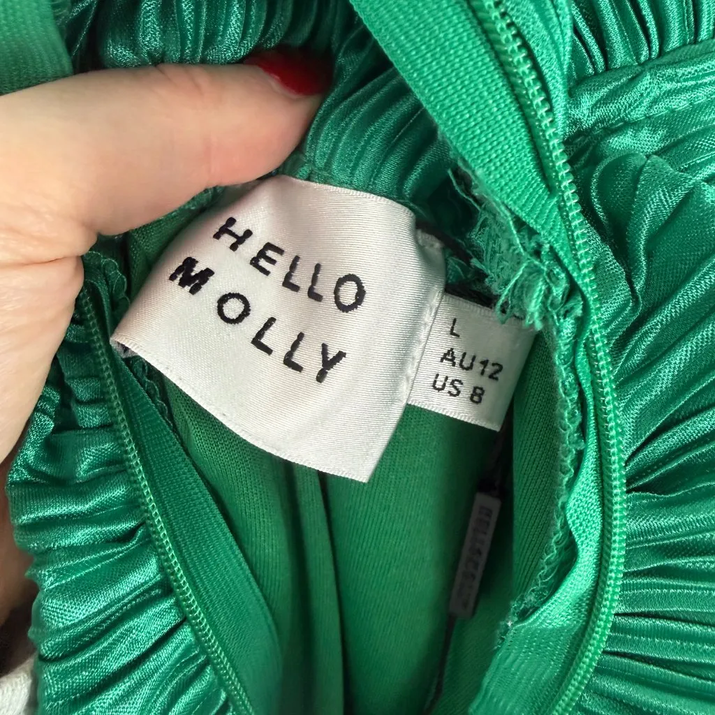 Hello Molly Hype Girl Plisse Long Sleeve Mini Dress Green US Size 8 - Image 9