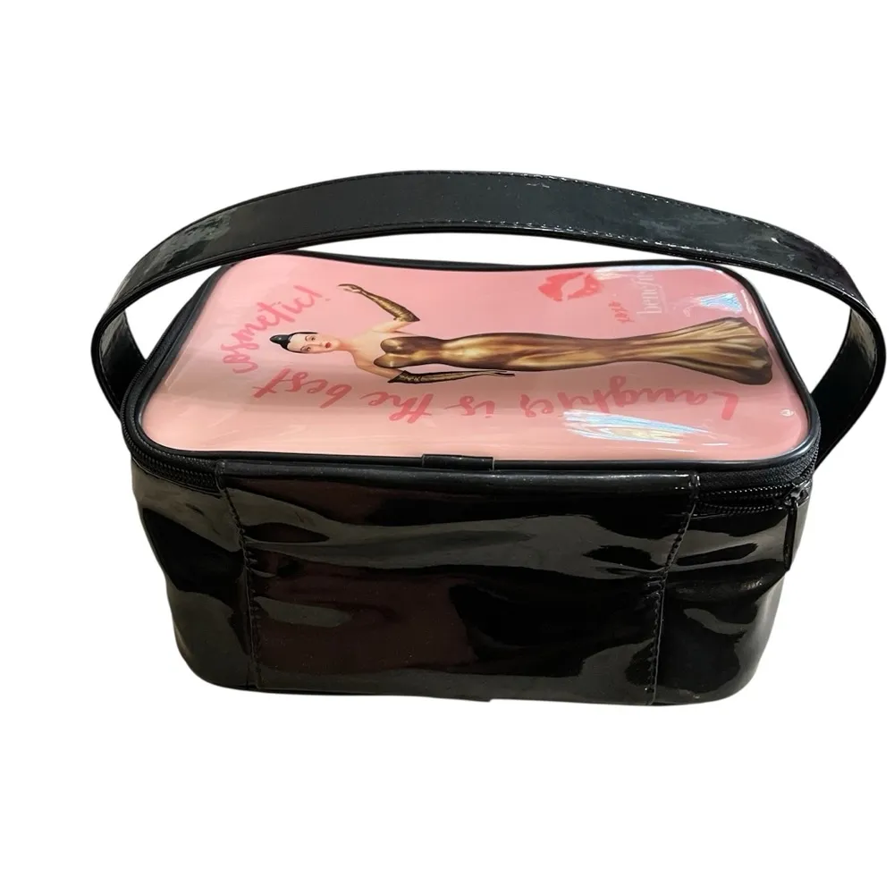 💋 Vintage Benefit Cosmetics Train Case – “Laughter is the Best Cosmetic” 💋 Pink - Image 2