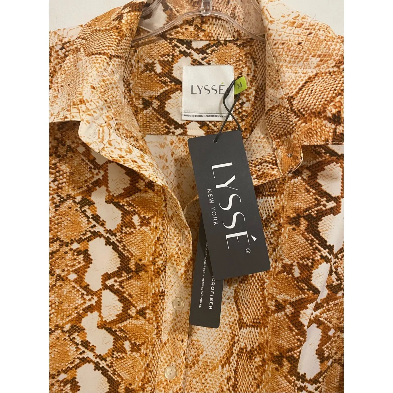 Lysse Animal Print Sleeveless Long button down shirt Sz M - Image 11