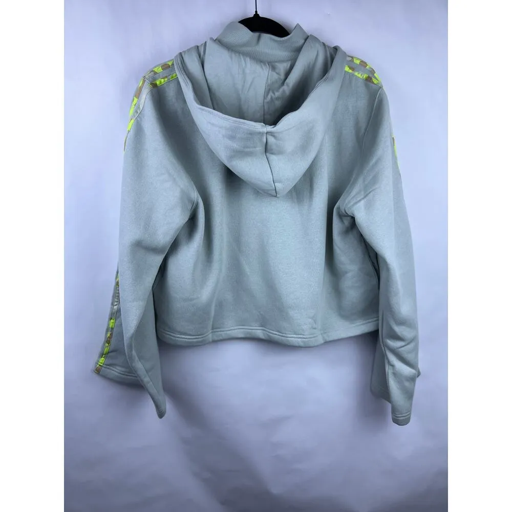 Adidas Wonder Sage Cropped Hoodie Camo Neon Stripe Cotton Blend Sweatshirt - Image 10