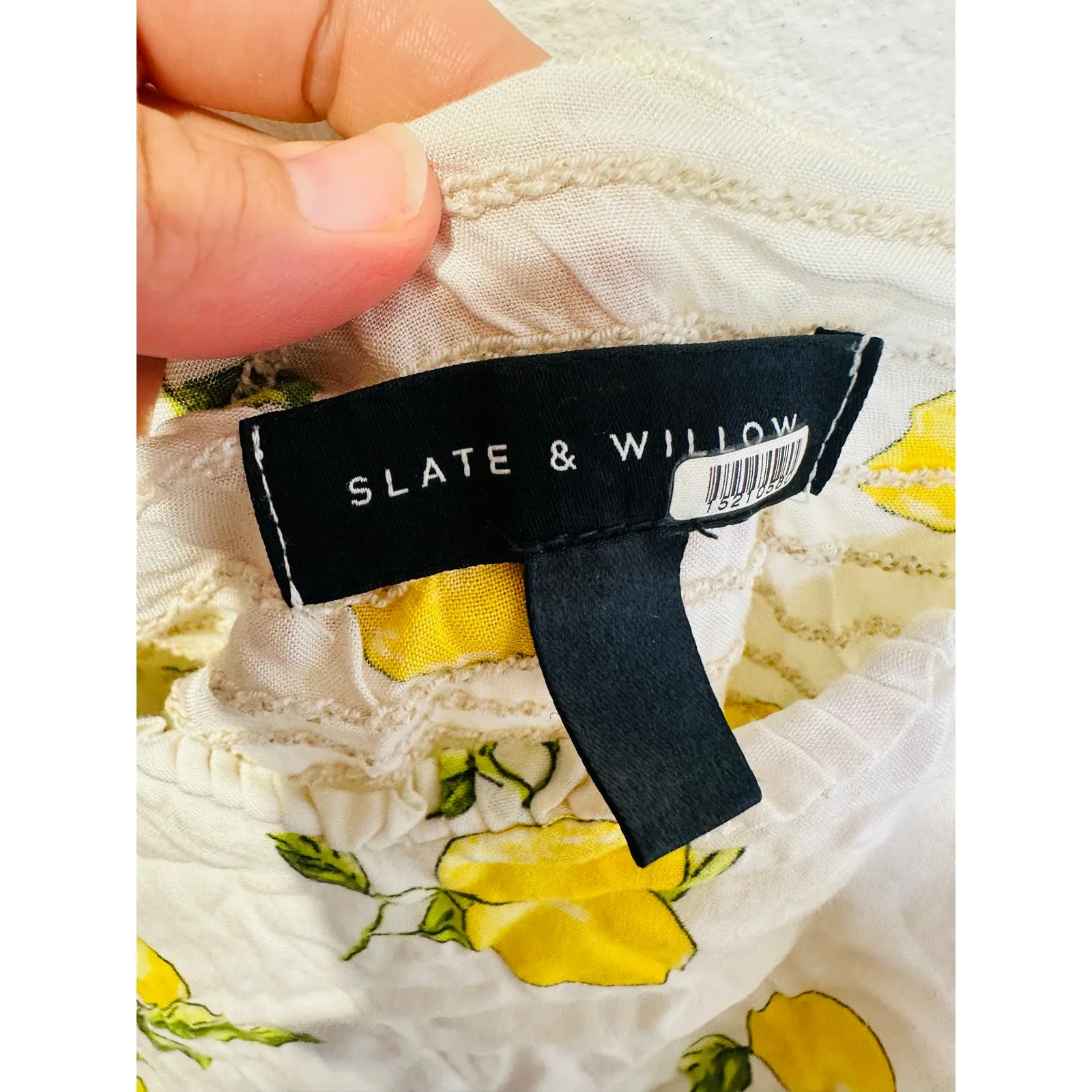 SLATE & WILLOW White Yellow Lemon Print Tie Straps Mini Dress Size Small - Image 7