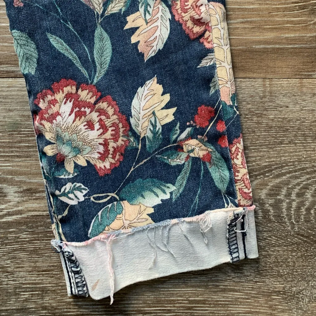 Vintage America Floral Print Skinny Jeans 4/27 Blue - Image 2