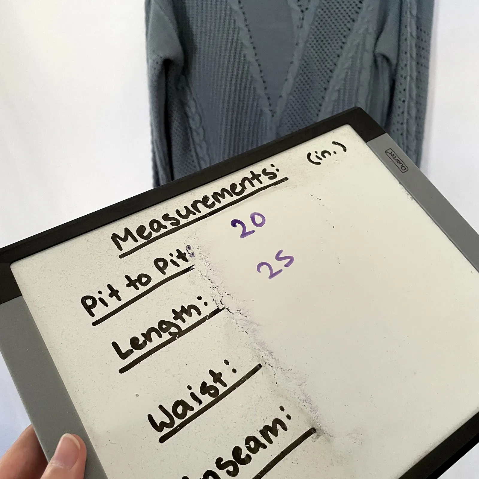 A&I gray blue cable knit sweater women's size medium ribbon detail comfortable - Image 6