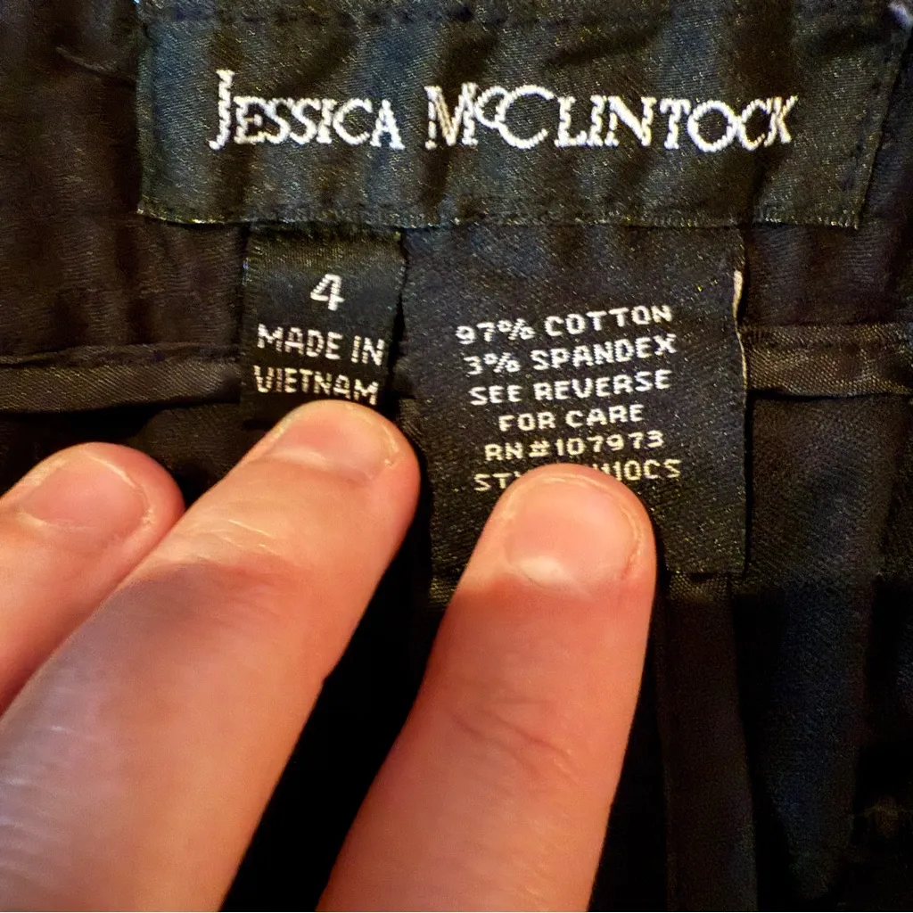 Jessica McClintock Vintage Wide‎ Leg Pants Women’s Size 4 Black Mid Rise Cropped - Image 5