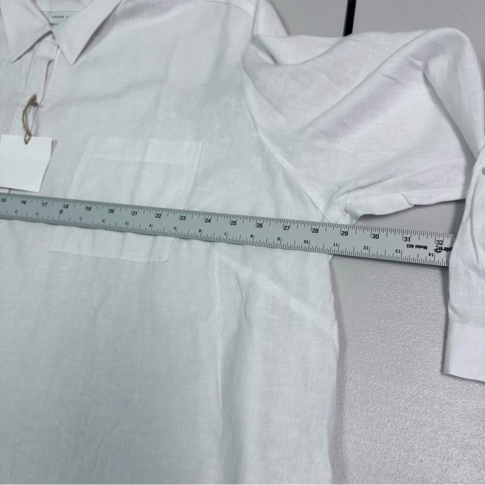 Susan Graver White Linen Blend Button Down Shirt Classic Design - Image 3
