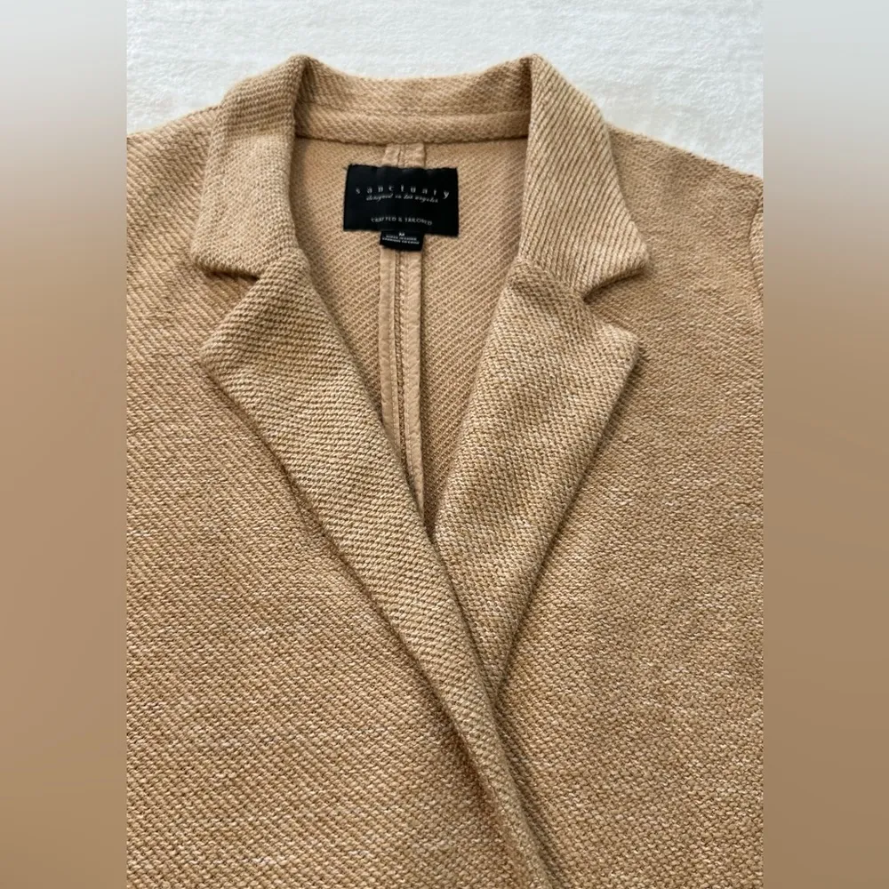 Sanctuary Carleton Cotton Blend Coat Tan Blazer Modern Tailored Suit Jacket - Image 12