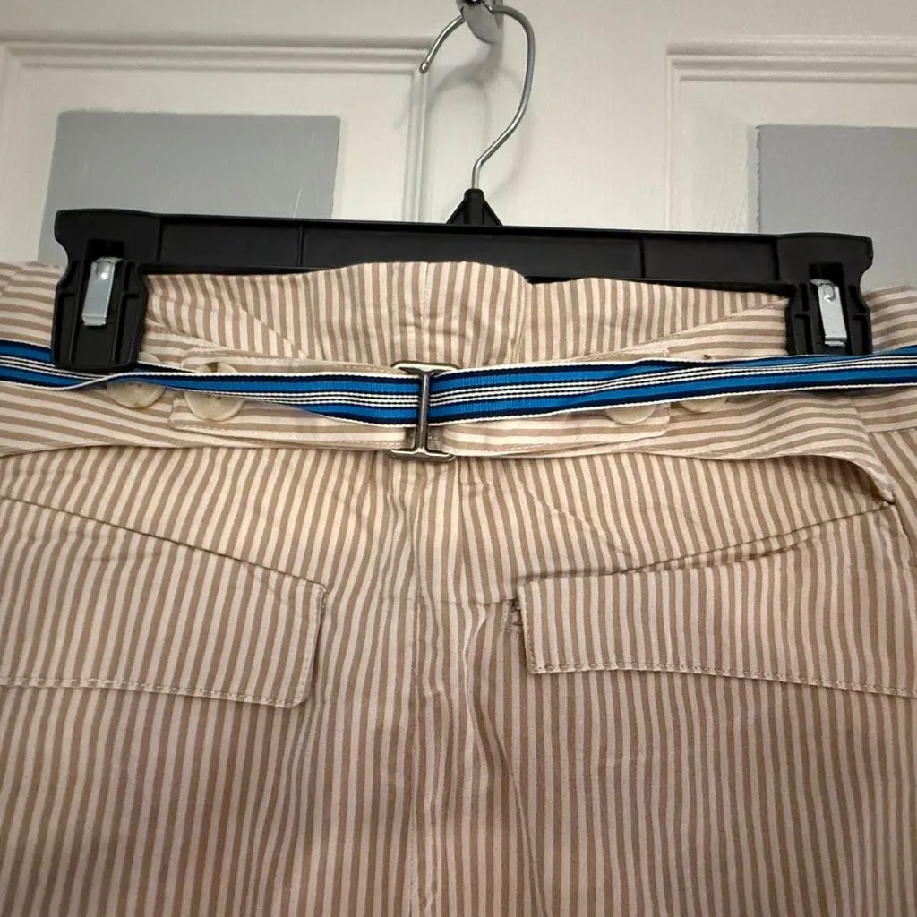 Free People Buckle Back Trousers in brown and white stripe. NWOT, size 4. - Image 5