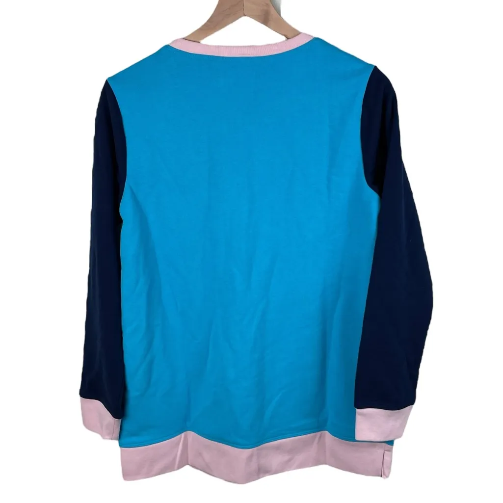 Lands' End Serious Sweats Crewneck Long Sleeve Sweatshirt Womens Size Small Blue - Image 2
