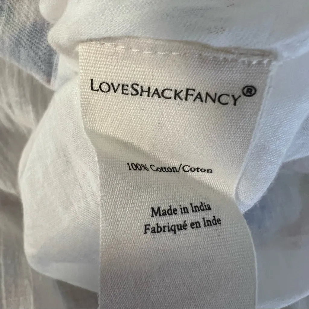 LoveShackFancy Ruffle Tiered Mini Skirt Blue Notte Floral Sz XS Red - Image 8