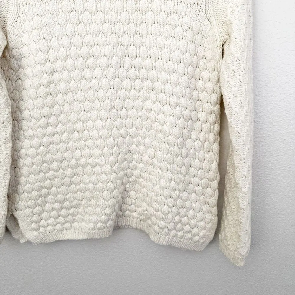FIELD FLOWER x ANTHROPOLOGIE | Cream Honeycomb Knit Crewneck Sweater | Medium - Image 4