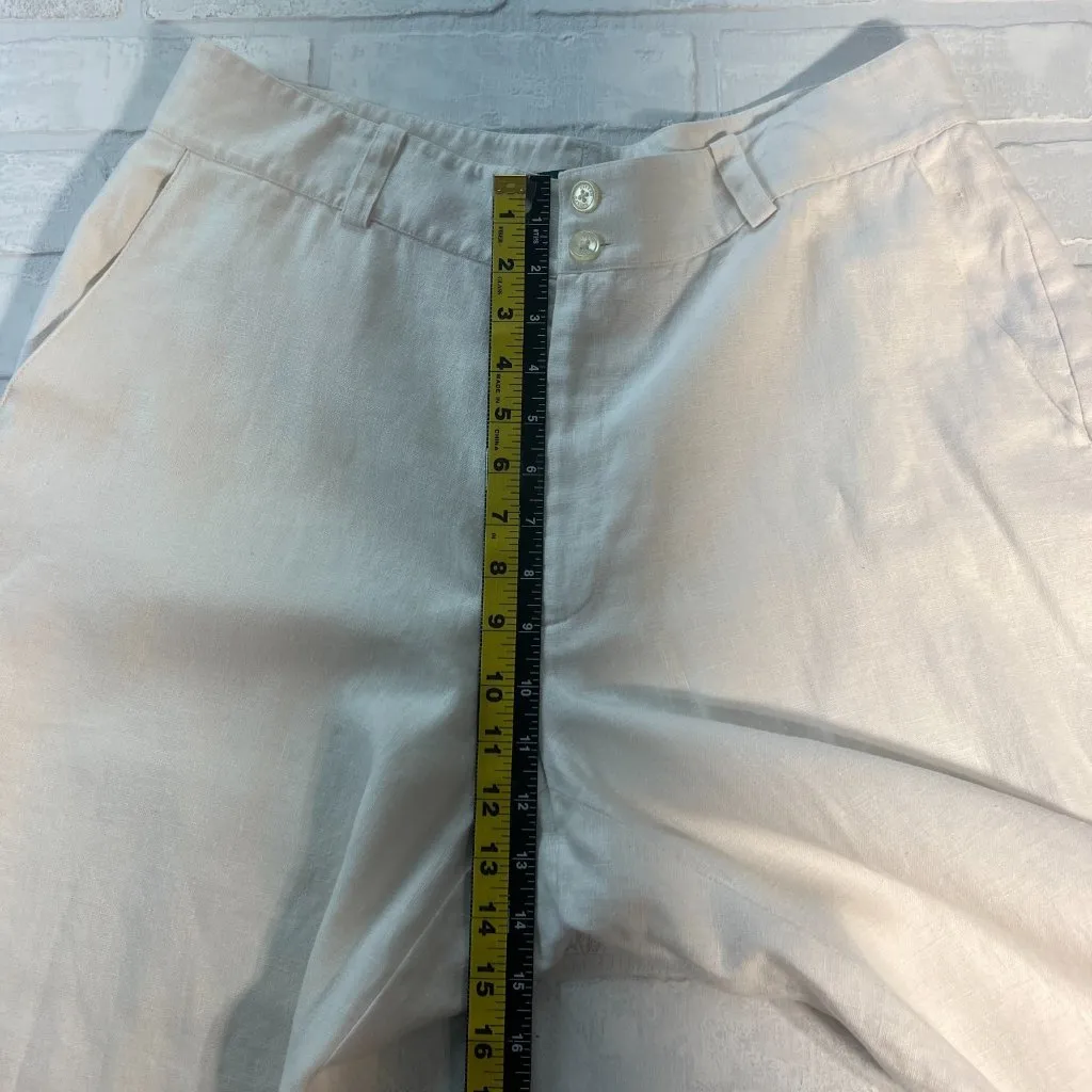 Lauren Ralph Lauren Trousers Pants Womens 14 Ivory‎ 100% Linen Wide Leg Lined - Image 12