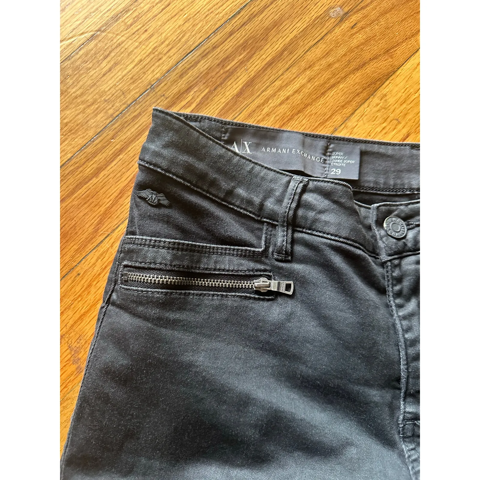 AX Armani Exchange Women’s Black Super Skinny Stretch Biker Jeans – Size 29 - Image 6