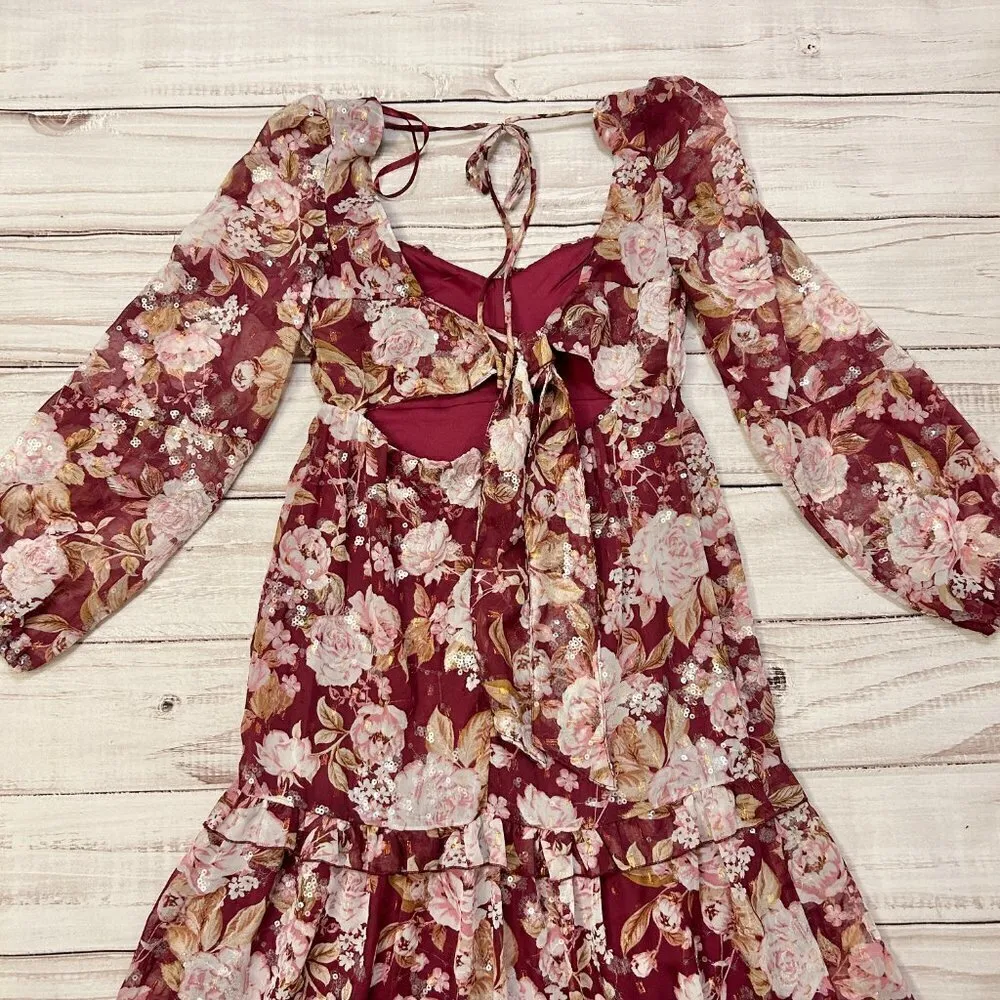 Altar'd State Sailor Floral Maxi Dress in Burgundy Size XXL NWT - Image 11