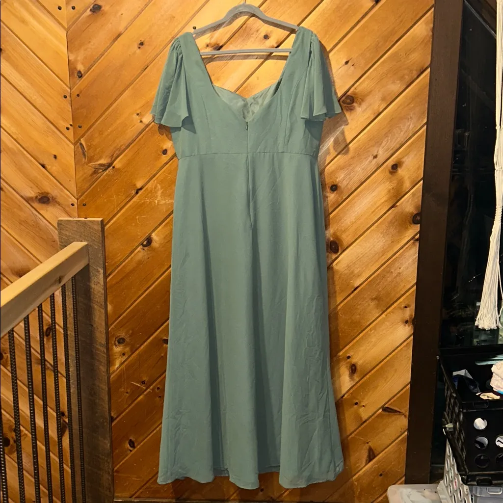 Revelry Madeline Convertible Chiffon Bridesmaid Dress in Sage Green Size undefined - Image 6