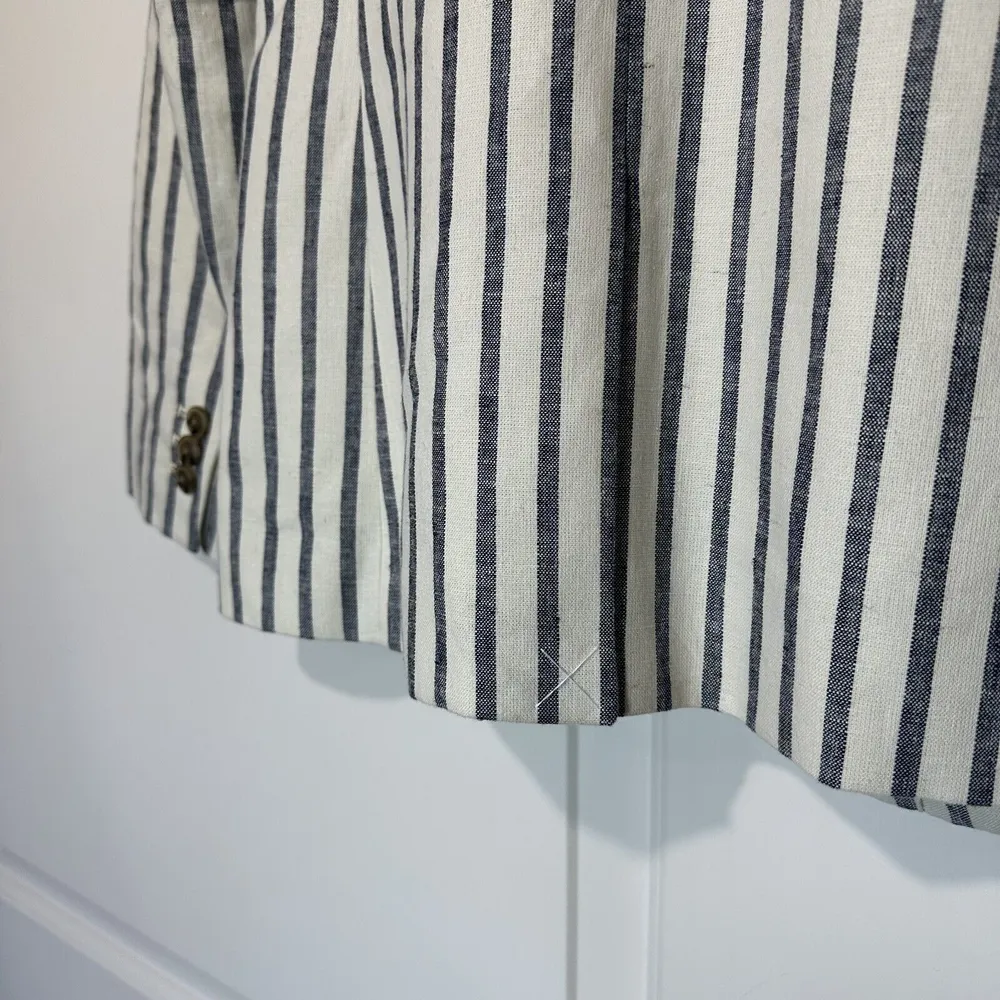 NEW J. Crew Womens Striped Linen Cotton Holland Blazer Size 0 Gray White Striped - Image 7