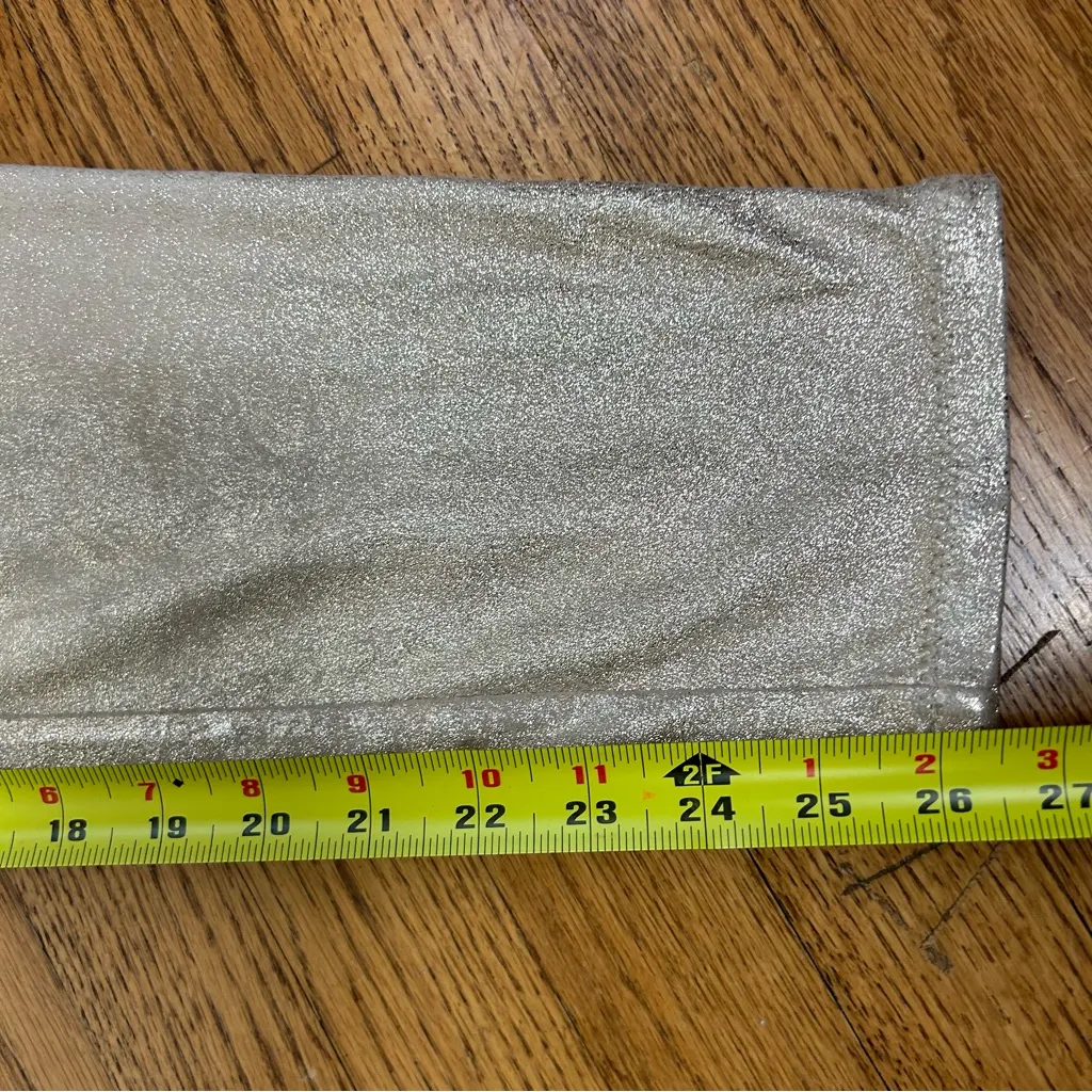 Free People | Taupe Metallic Faux Suede Leggings Stretchy Festive Size 29 - Image 14