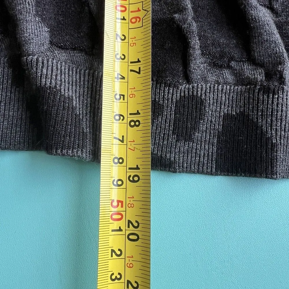 Akris Punto Sweater Womens 2 Wool Jacquard Mock Neck Gray Black Spotted Pullover - Image 11