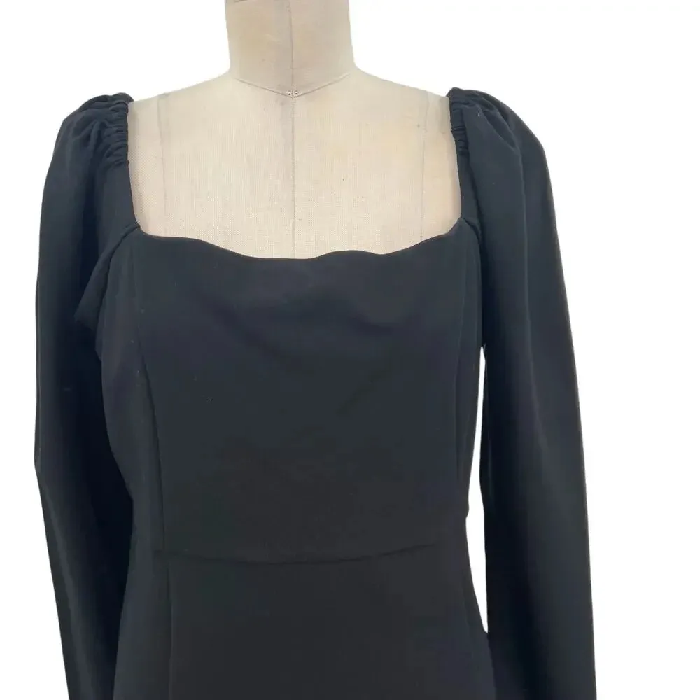 Boden Square‎ Neck Mini Jersey Dress Black Long Sleeve Size 12L Tall - Image 5