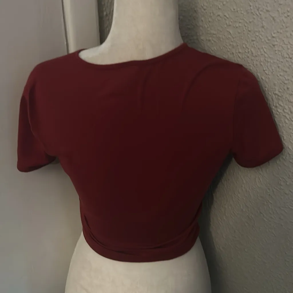 SHEIN Maroon Icon 90’s Graphic Crop T-shirt M Artwork Self Portrait Festival - Image 4