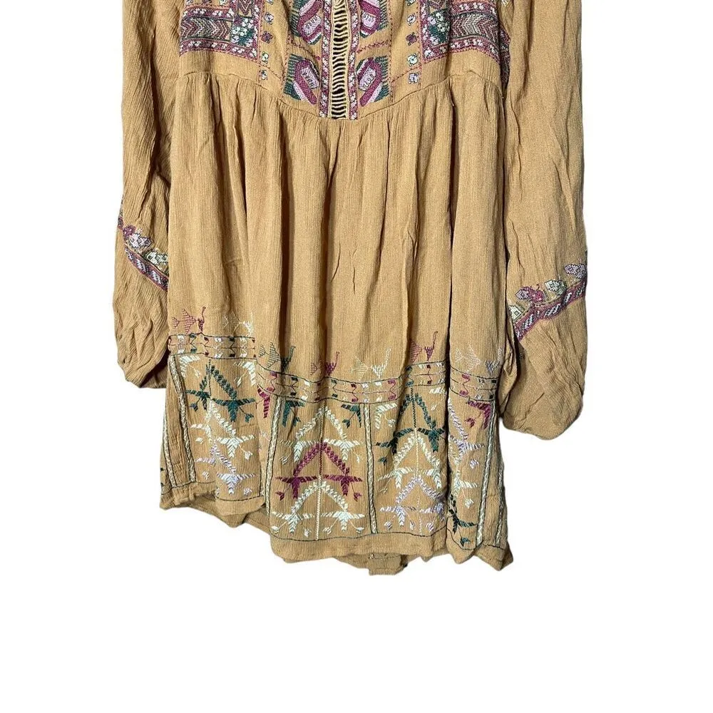 Free People Women’s Rhiannon Orange‎ Embroidered Dress Size XS - Image 3