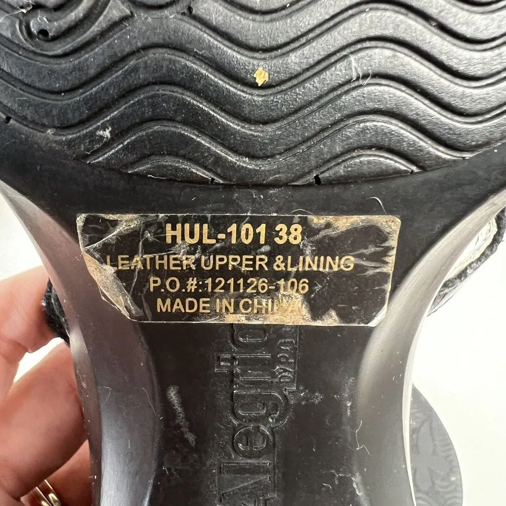 Alegria Sz 38 8 8.5 Sandals Hul-101 Black Leather Flower Concho Women’s Comfort - Image 11