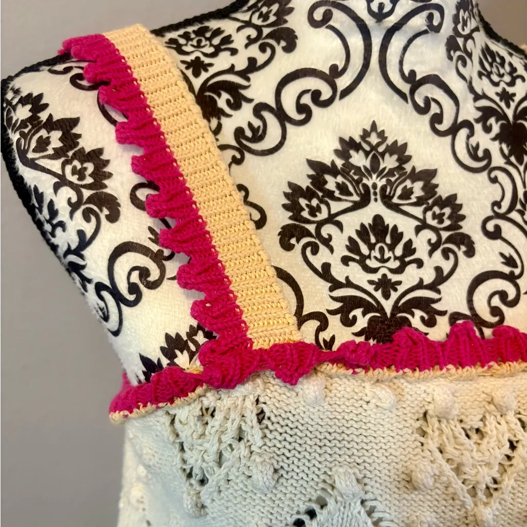 ZARA Crochet Knit Cream and Pink Crop Top - Image 7