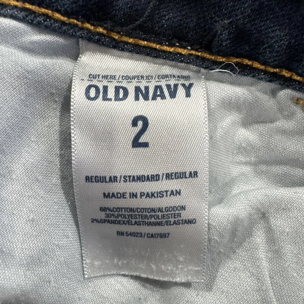 Old Navy RockStar Women 2 Shorts Blue Denim Bermuda Dark Wash Stretch Modest - Image 5