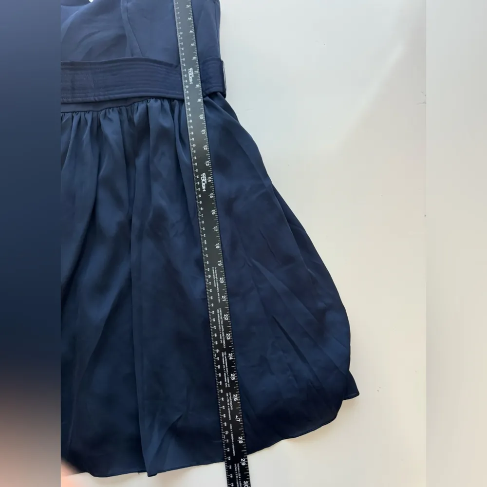 White by Vera Wang Short Halter Bridesmaid Dress, Size 14, Midnight‎ Blue - Image 8